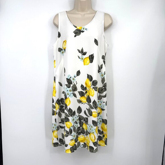 Ann Taylor Factory lemon sleeveless dress woman’s size medium white yellow - Picture 1 of 10